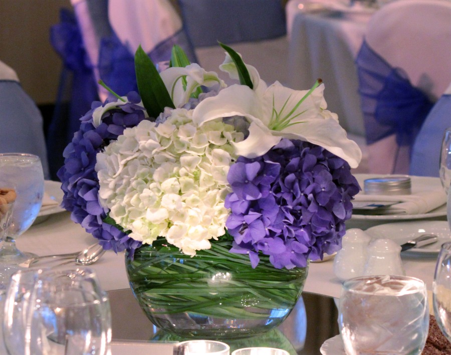 Deep Blue Wedding Centerpiece Blue White Light Blue Hydrangea and 